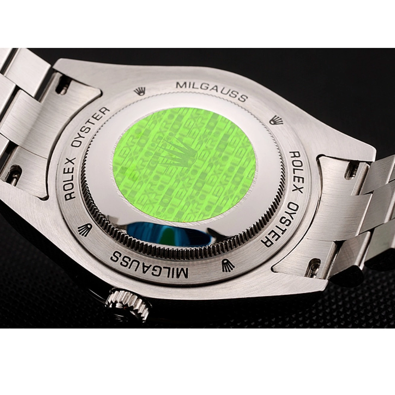 MiroTime 0810 Swiss Rolex Day-Date Black Dial Diamond Case Diamond Numerals Stainless Steel Bracelet 1453966